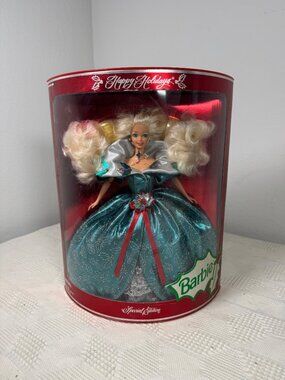1995 Holiday Barbie Special Edition Doll Blue Dress Mattel 14123 Vintage NIB